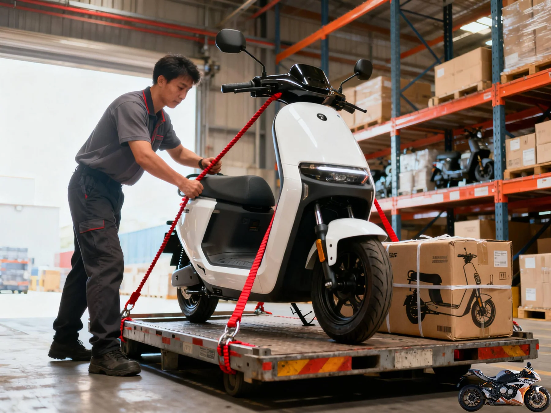 Warehouse handling, illustrative reference rather than a verified overseas facility