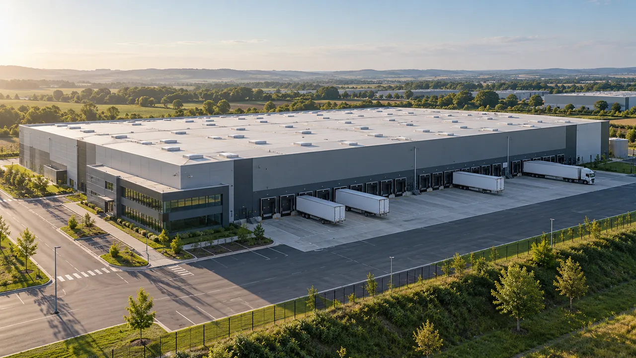 Warehouse exterior illustration for France