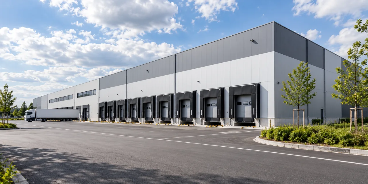 Warehouse exterior illustration for Germany