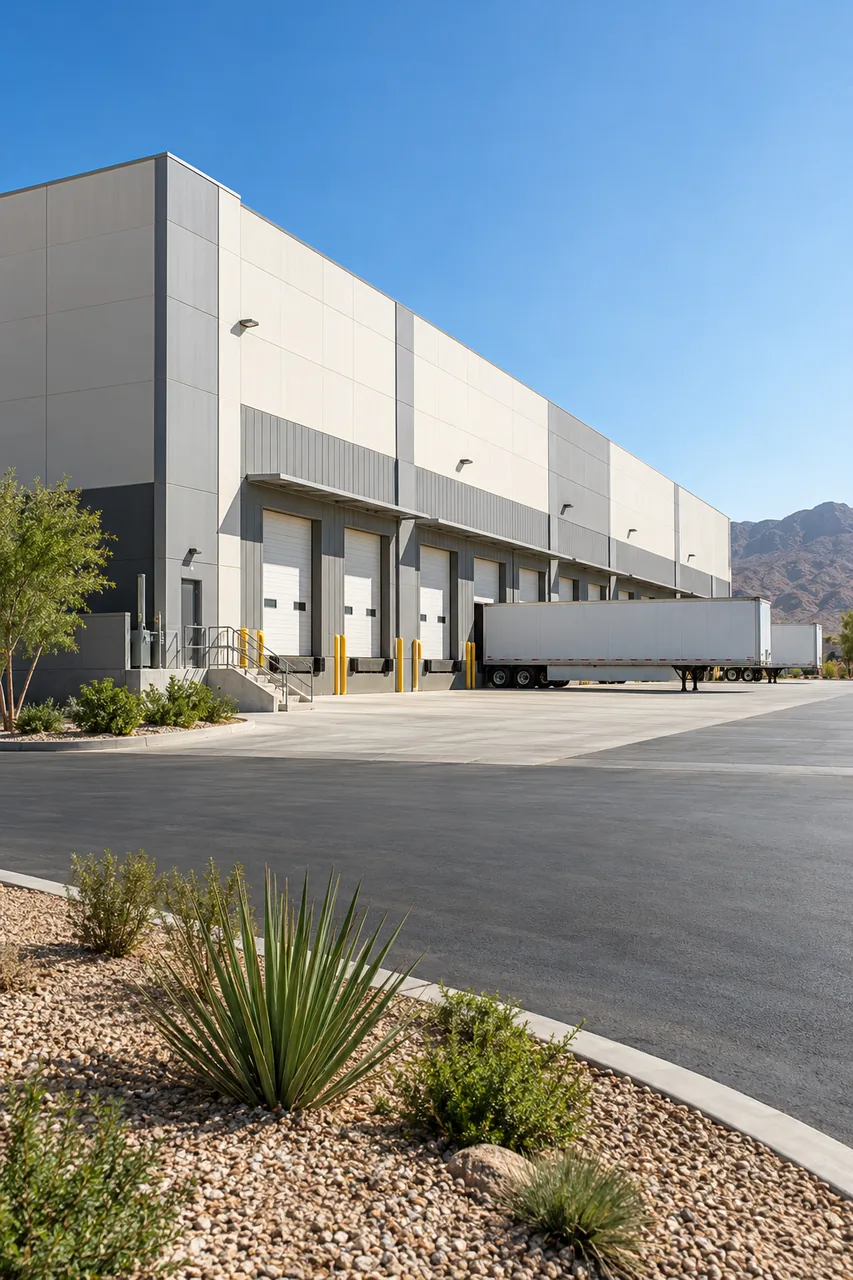 Warehouse exterior illustration for Saudi Arabia