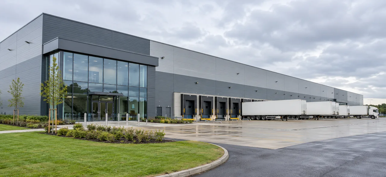Warehouse exterior illustration for United Kingdom